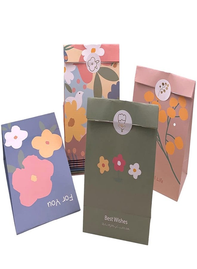 Suponey 12PCS Paper Gift Bags Floral Paper Bags Party Favor Bag Flower Treat Bag with Stickers - Image 1